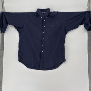 Ralph Lauren Dark Blue Plaid Button Down Shirt 
002